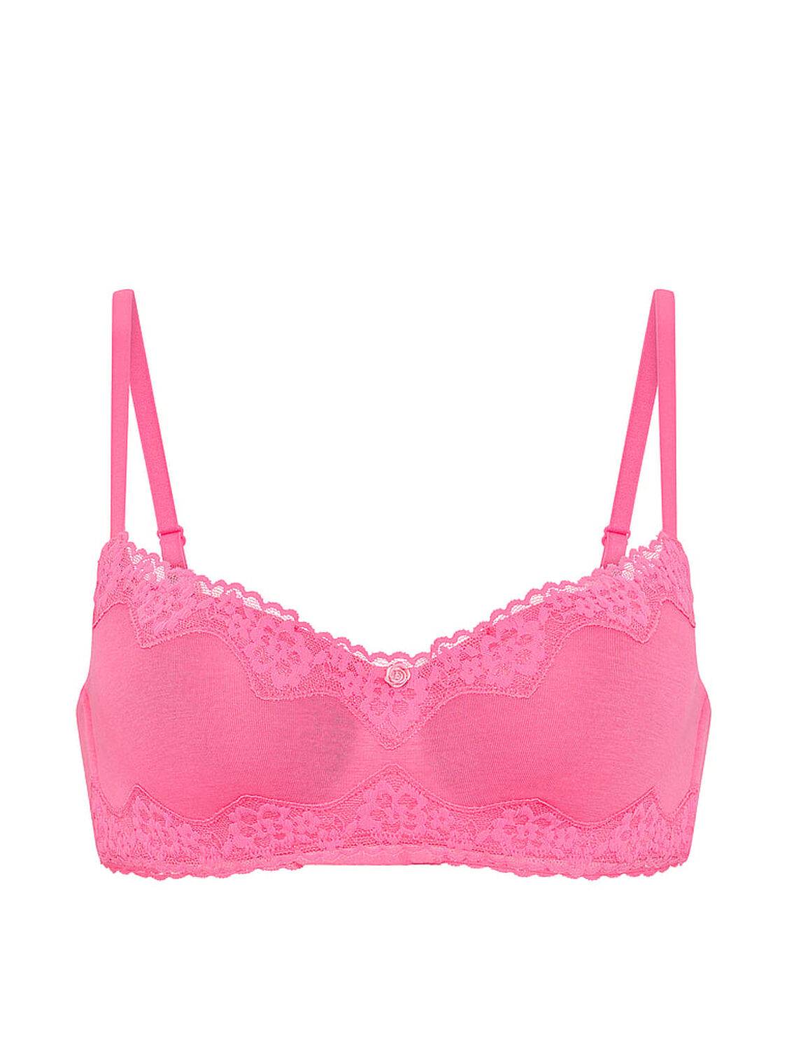 vs The T-Shirt Cotton Lace-Trim Lightly Lined Balconette Bra Pink Radiance 3 of 3 