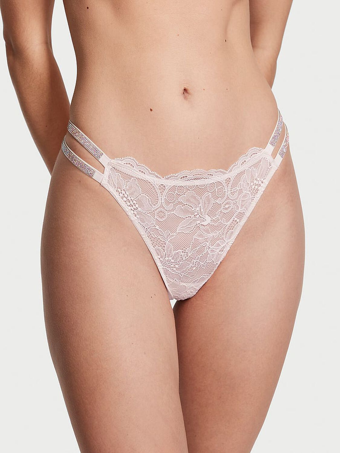 vs Very Sexy Double Shine Strap Lace Brazilian Panty 1 of 4 