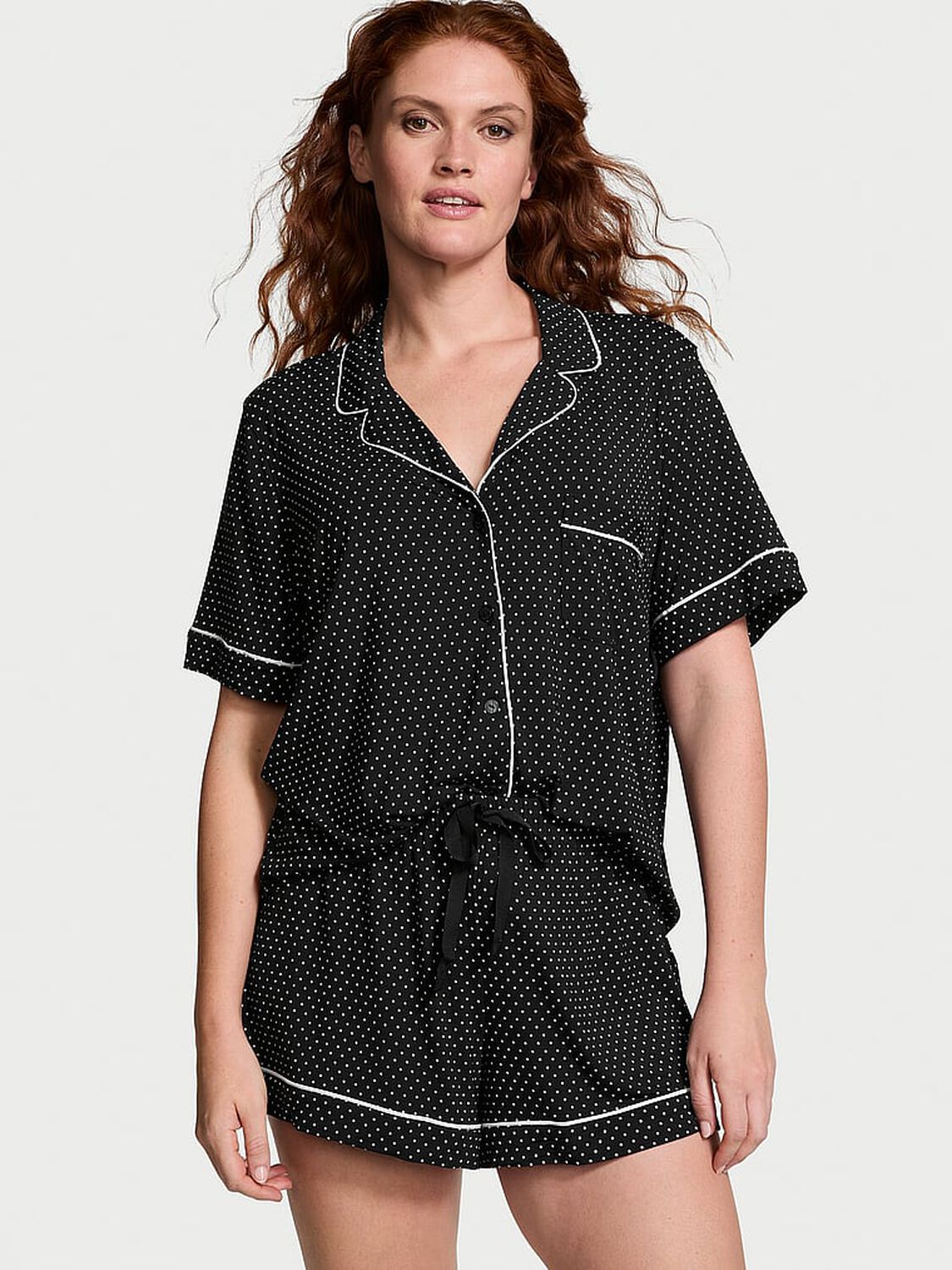 vs Victoria's Secret Modal Short Pajama Set Black Dots 1 of 3 