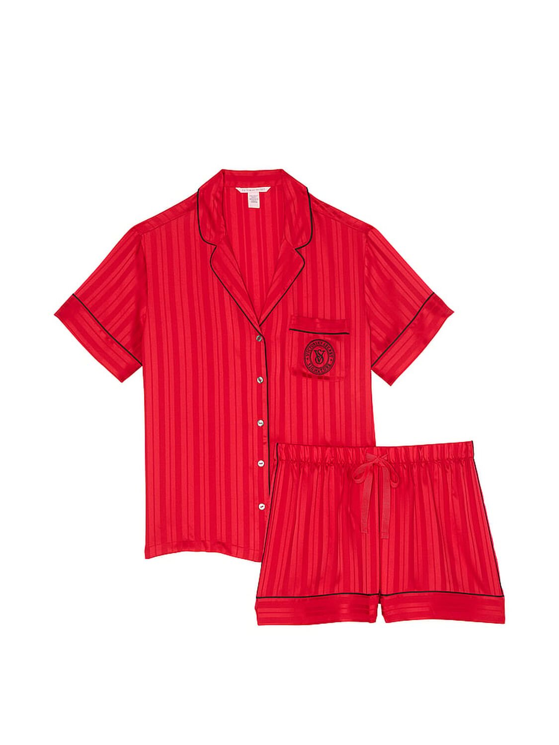 vs Victoria's Secret Glazed Satin Short Pajama Set Lipstick 3 of 4 