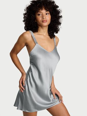 Gradient Shine Strap Satin Slip Dress