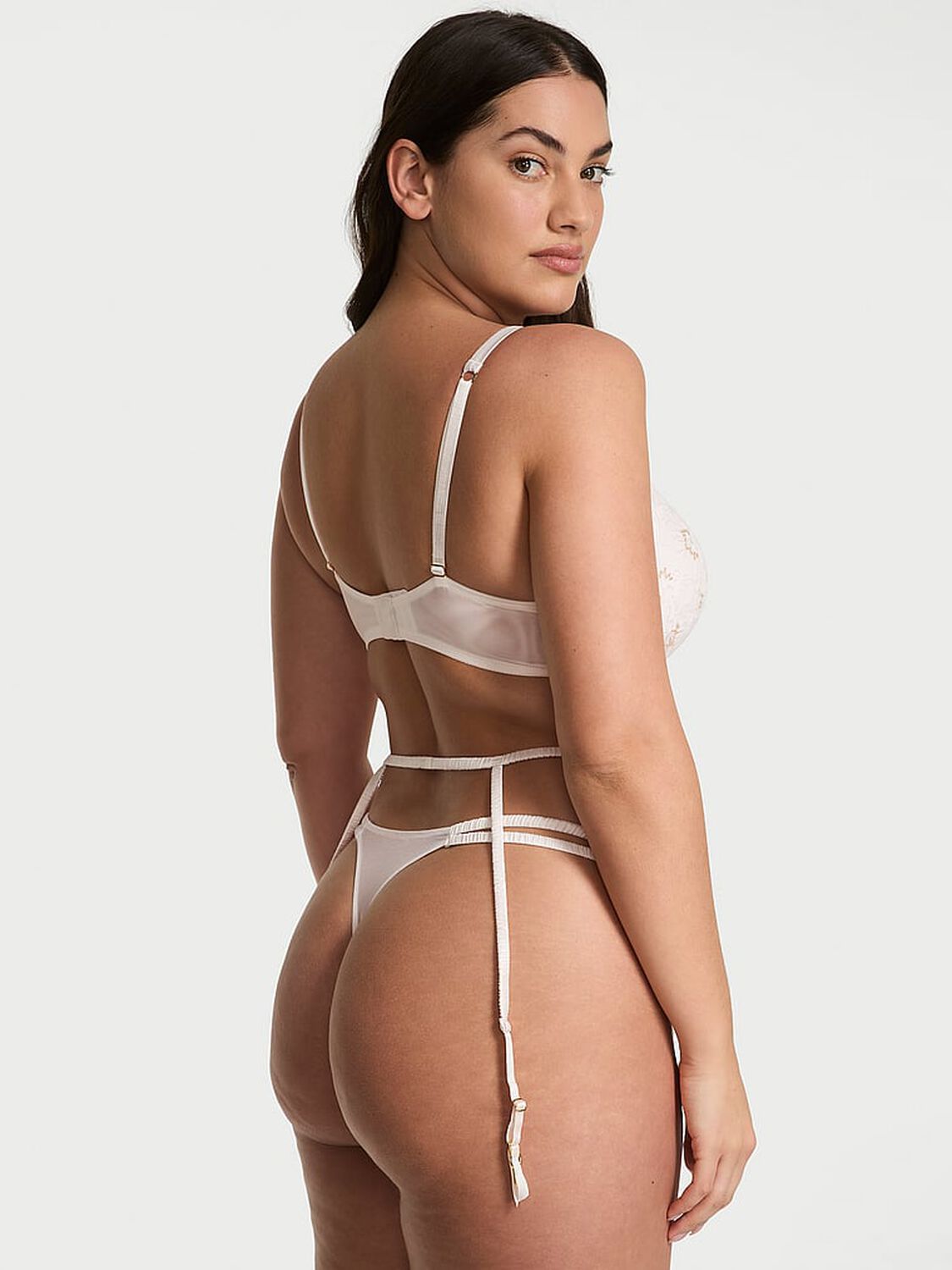 vs Dream Angels Peony Embroidery Bridal Garter Belt White Peonies 2 of 4 