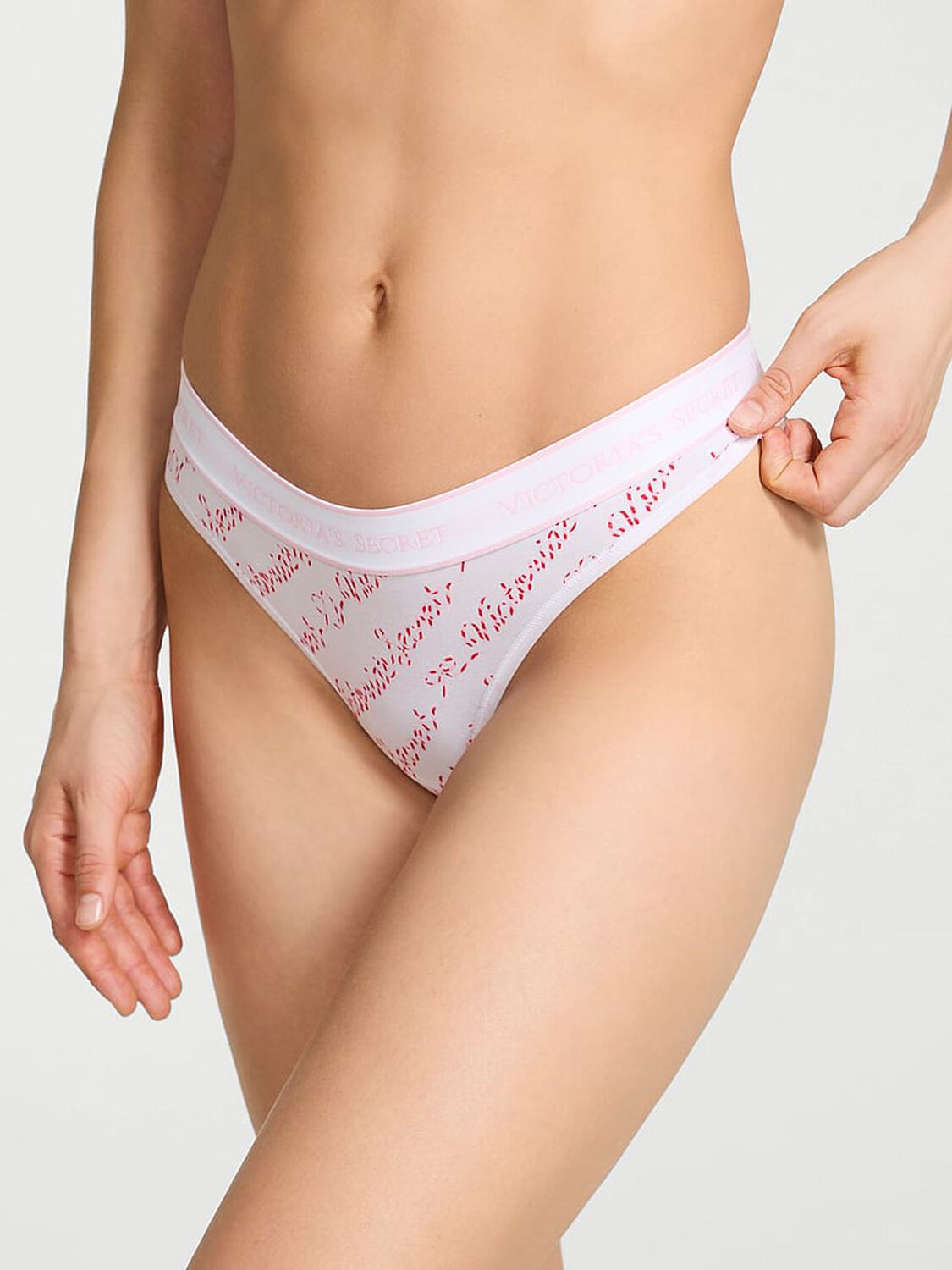 vs Cotton Logo Cotton Thong Panty Vs White Script 2 of 2 