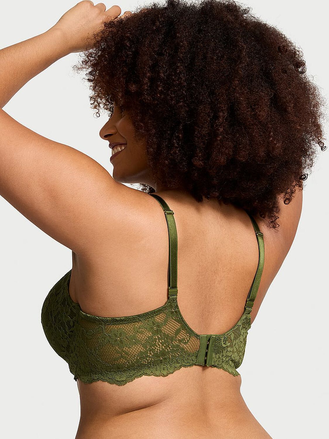 vs Dream Angels Lace Lightly Lined Classic Coverage Demi Bra Woodland Green 2 of 4 