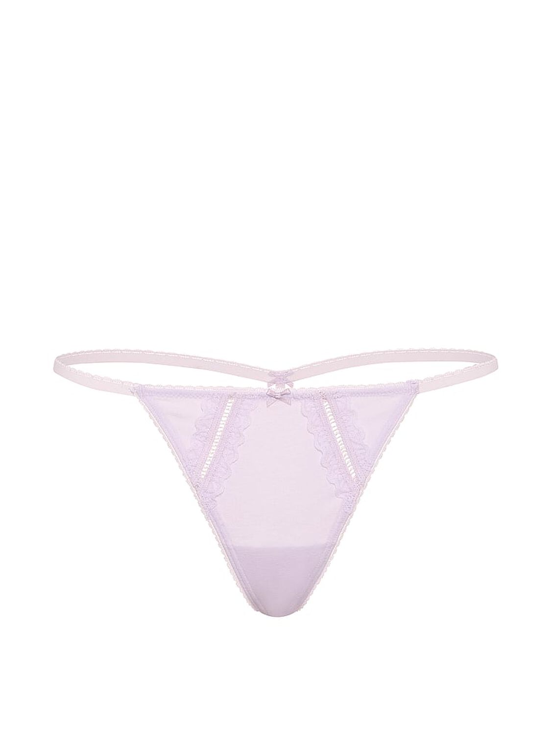 vs Victoria's Secret Cotton Lace-Trim V-String Panty Purple Whisper 3 of 3 