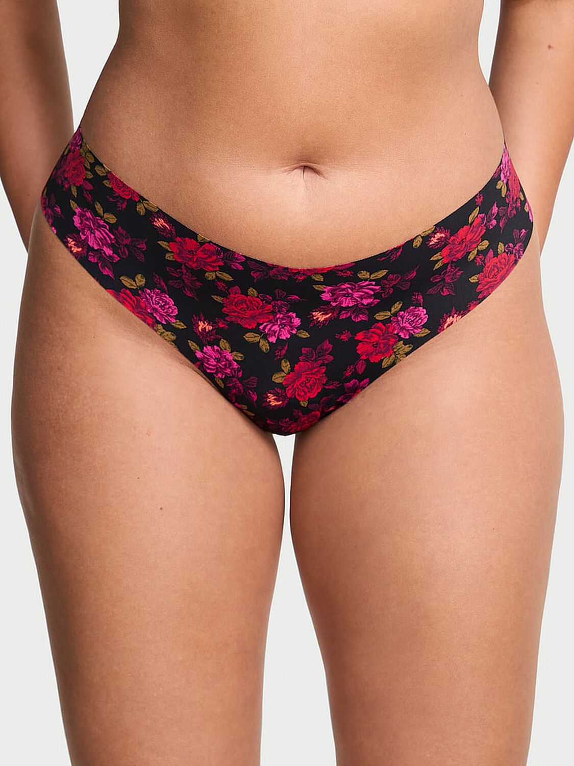 vs No-Show No-Show Thong Panty Black Winter Floral 2 of 3 