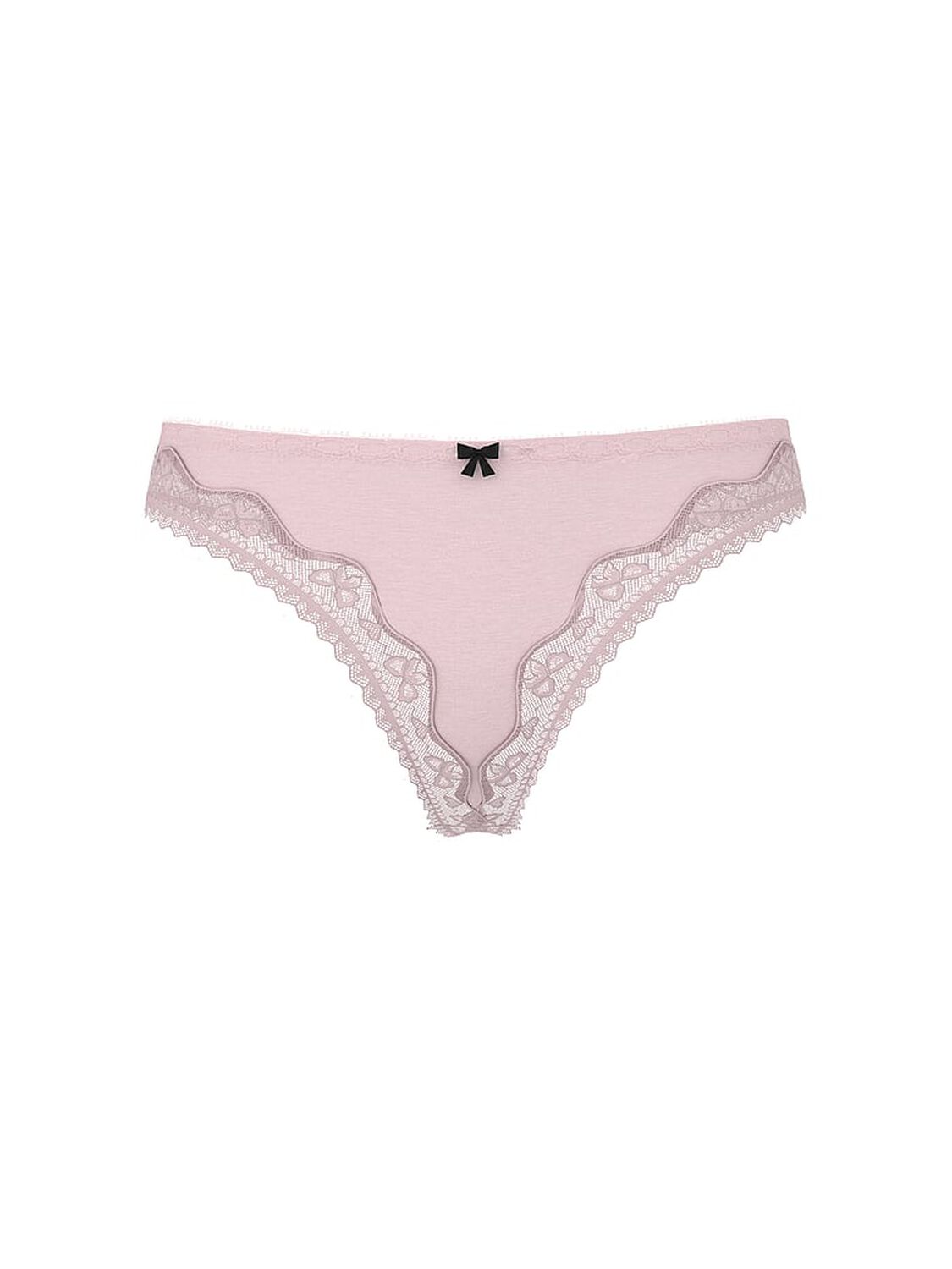 vs Lace Trim Cotton Bow Lace-Trim Thong Panty Angel Pink 3 of 3 