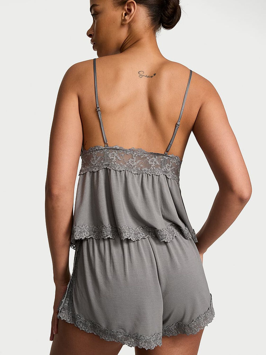 vs Victoria's Secret SoSoft&trade; Modal Lace-Trim Cami & Shorts Set Steel Grey 2 of 3 
