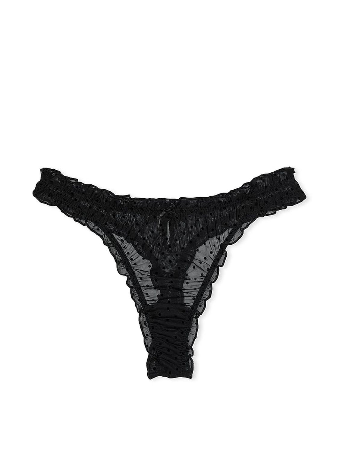 vs Dream Angels Flocked Dot Ruffled Mesh Thong Panty 3 of 5 