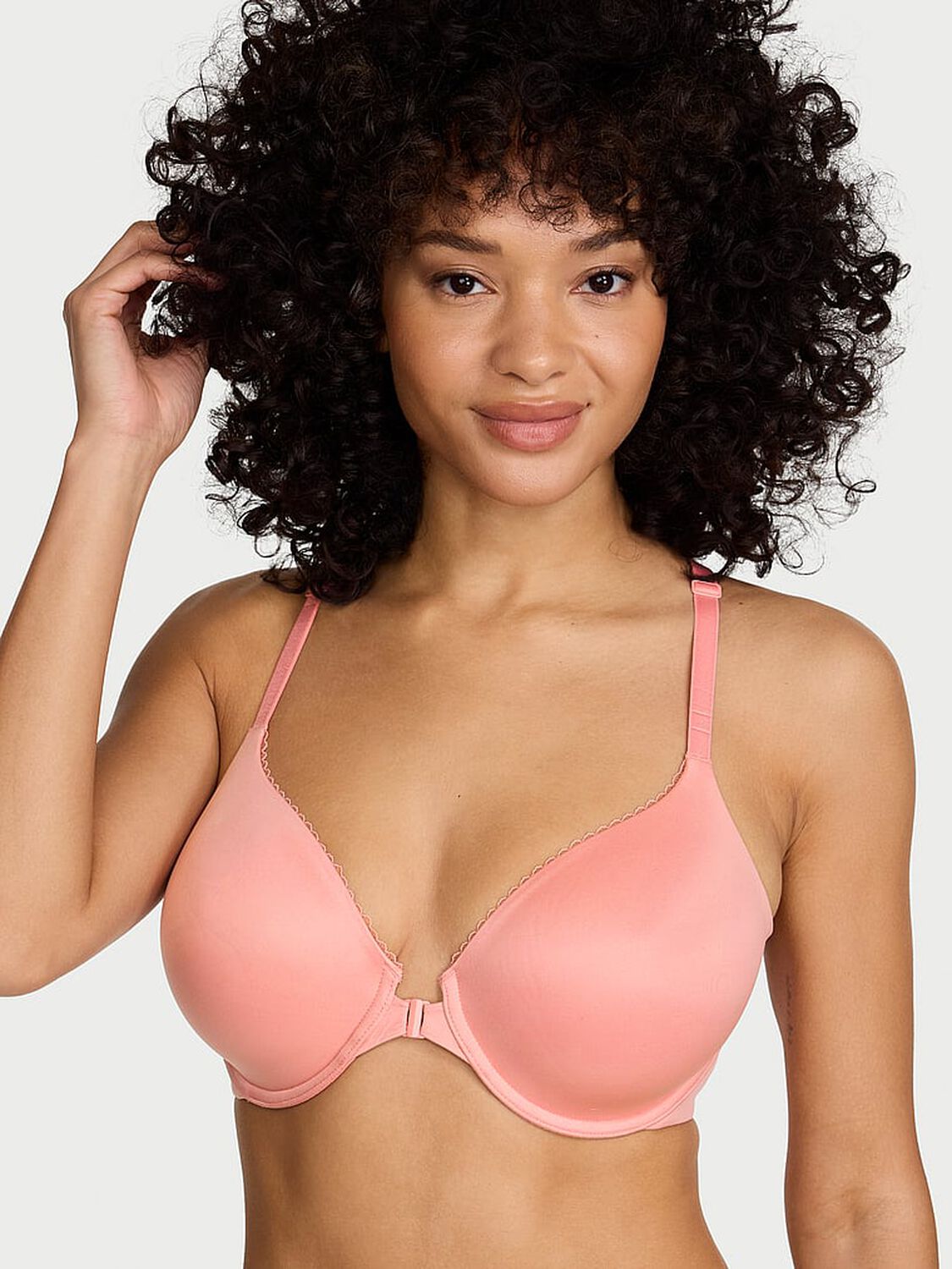 vs Body By Victoria Lightly Lined Lace Racerback Full-Coverage Bra Blush Pink 1 of 4 