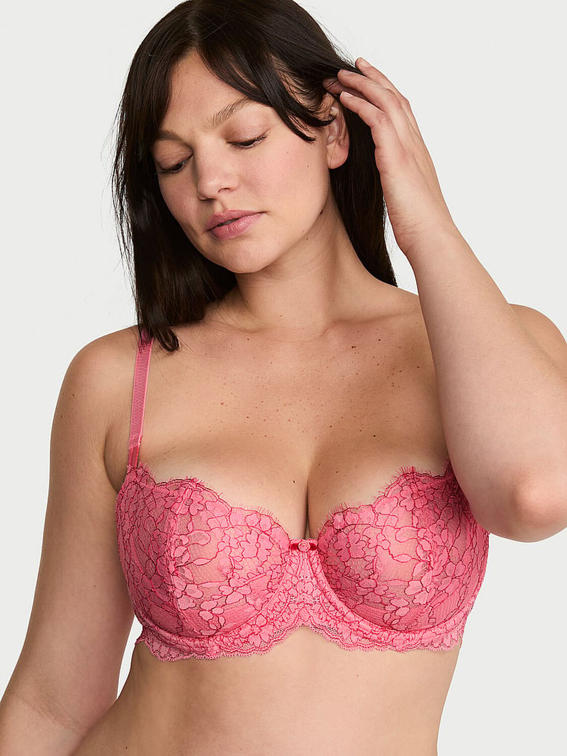 vs Dream Angels Wicked Unlined Lace Balconette Bra Wild Salmon 1 of 3 
