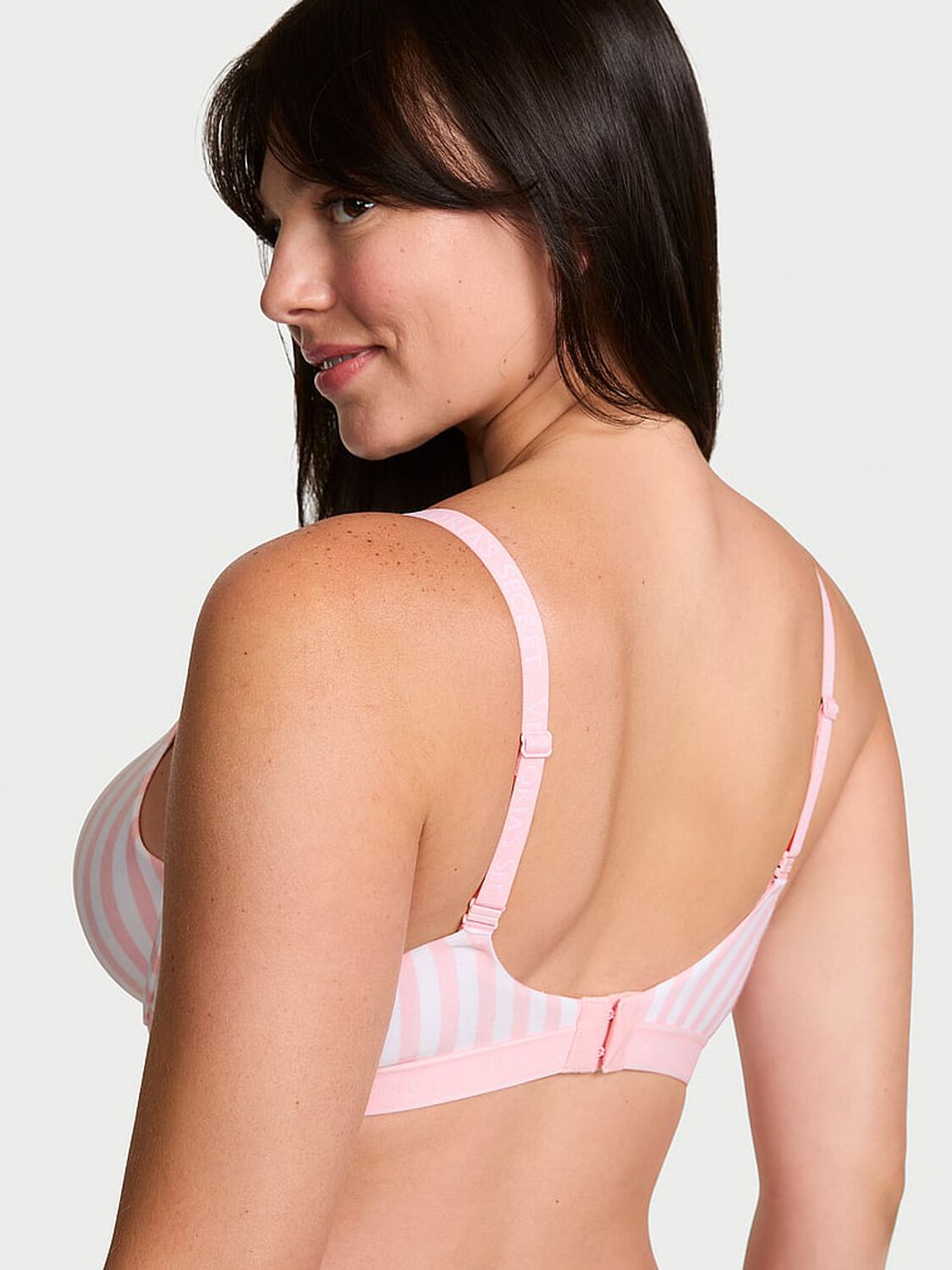 vs The T-Shirt Cotton Lightly Lined Demi Bra Pink Stripes 2 of 3 