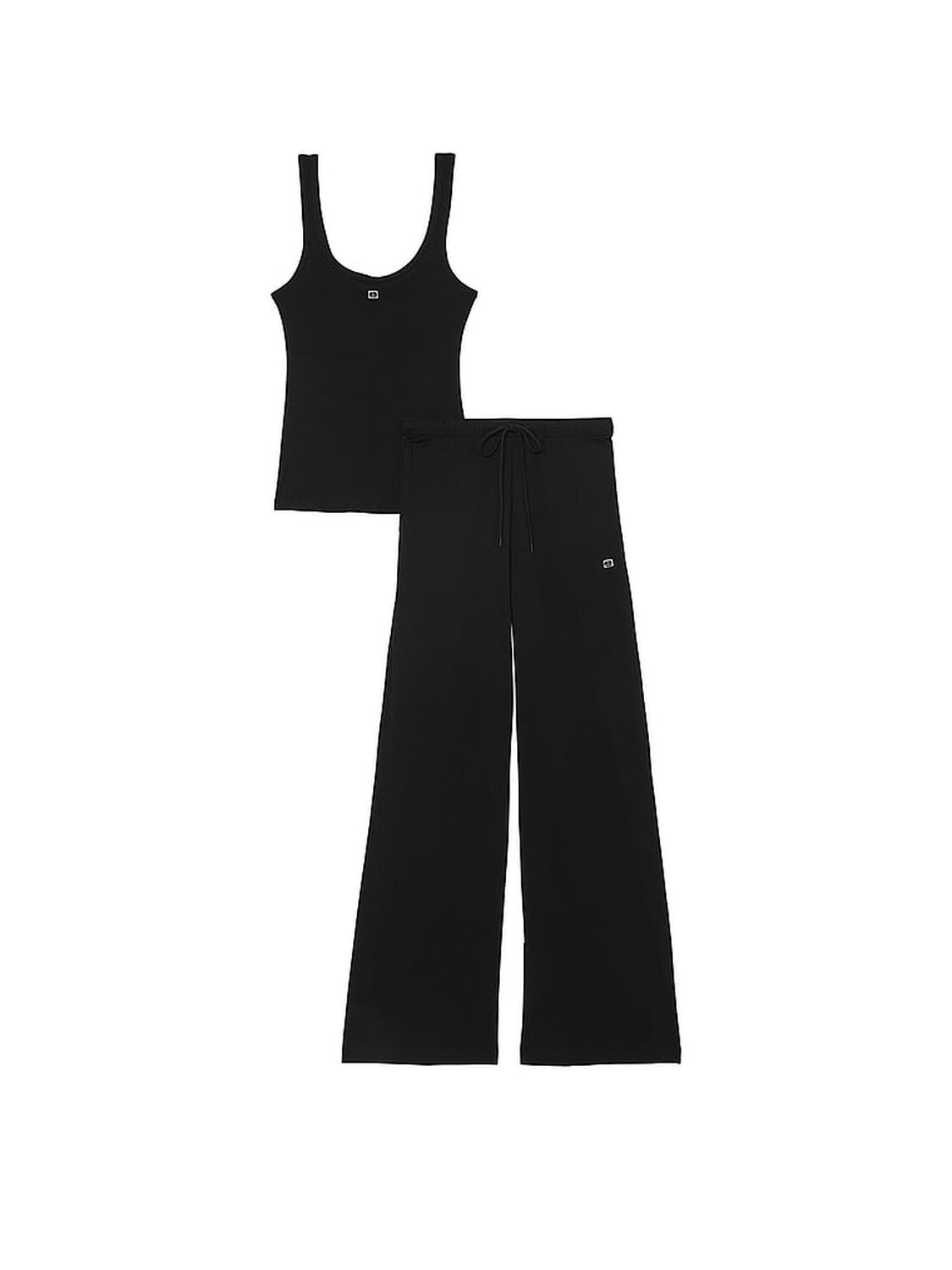 vs Victoria's Secret 100% Cotton Tank Long Pajama Set Black 3 of 4 