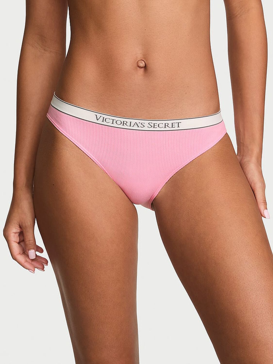 vs Seamless Seamless Logo Rib Bikini Panty Victoria Pink 1 of 2 
