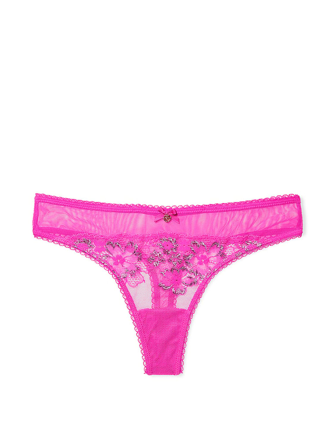 vs Body By Victoria Shimmer Lace-Front Thong Panty Fuchsia Frenzy 3 of 4 