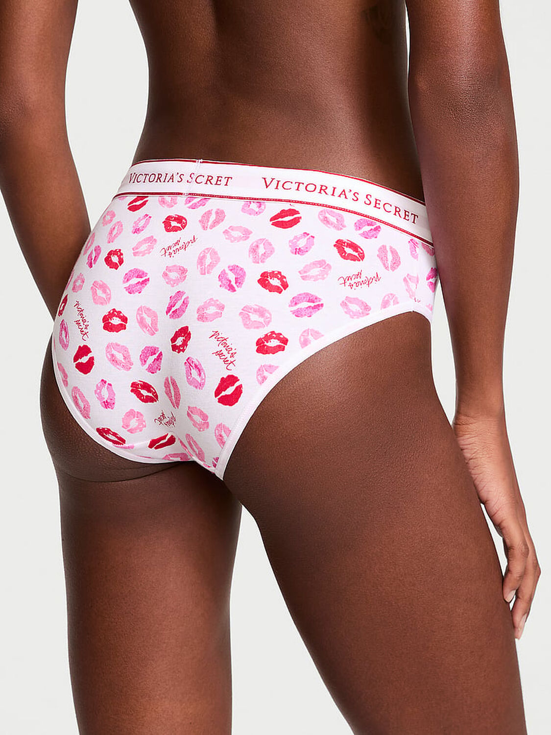 vs Cotton Logo Cotton Hiphugger Panty White Kisses 2 of 3 
