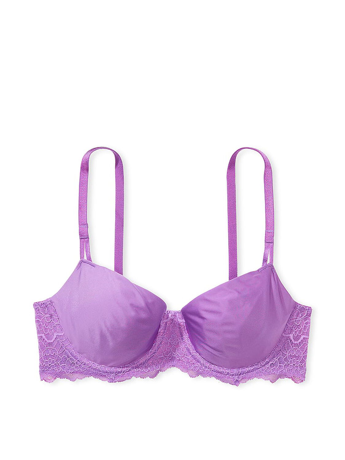 vs Dream Angels Wicked Unlined Smooth & Lace Balconette Bra Purple Tease 3 of 4 