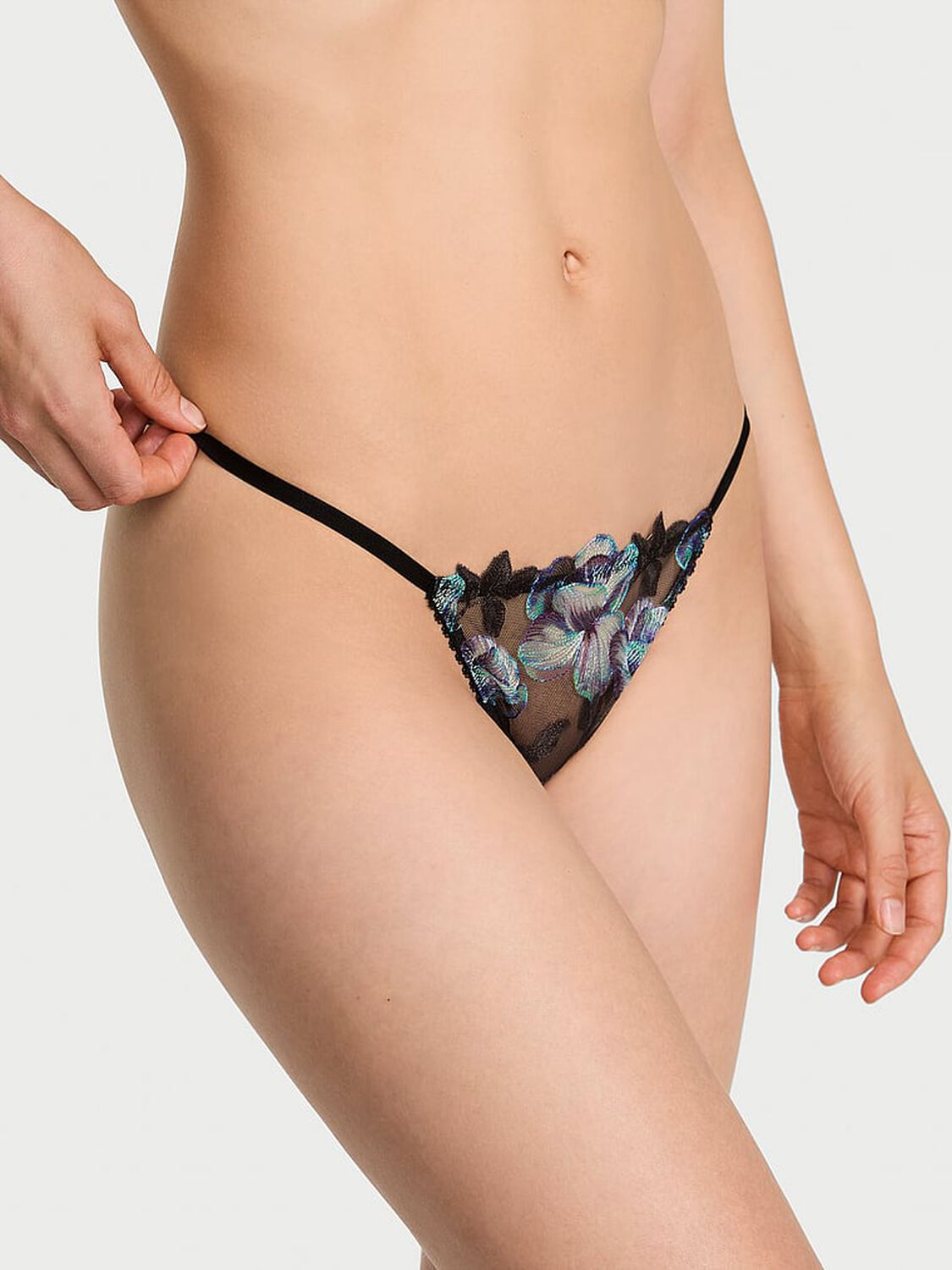 vs Very Sexy Electric Orchid Embroidery V-String Panty Black Orchid 4 of 4 