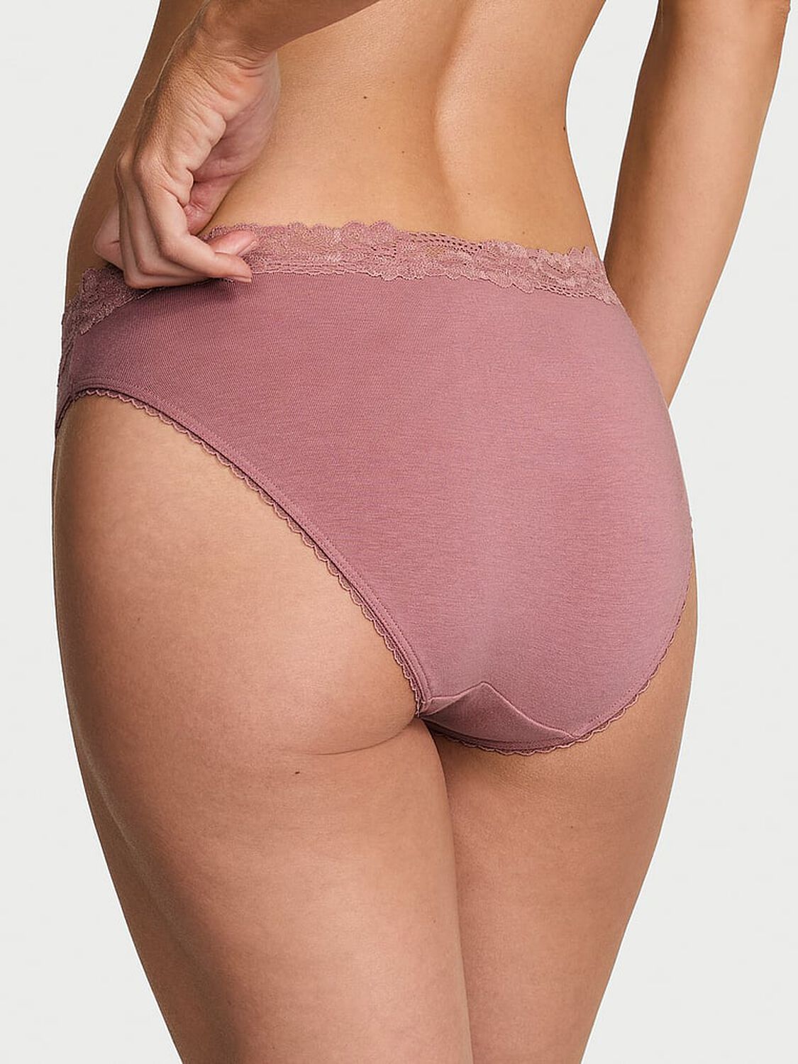 vs Victoria's Secret Stretch Cotton Lace-Waist Bikini Panty Nostalgia Rose 2 of 3 