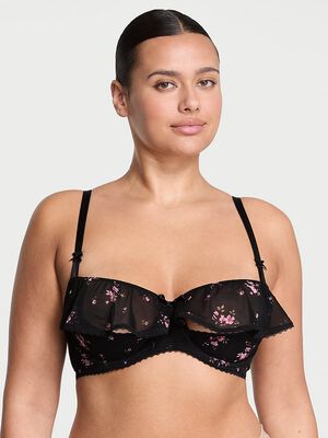 Wicked Unlined Sheer Flutter Open-Cup Balconette Bra