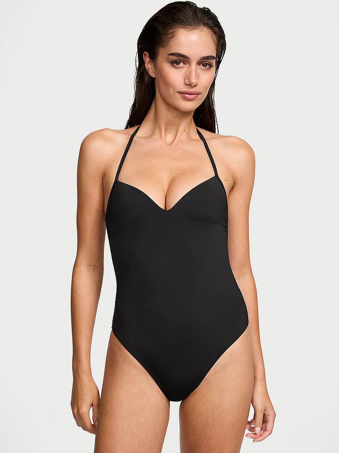 vs Victoria's Secret Swim Essential Push-Up Cheeky One-Piece Swimsuit Pure Black 1 of 3 