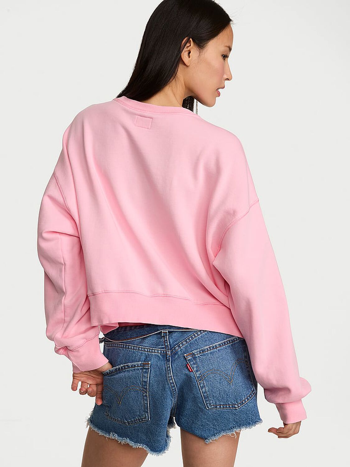 vs Angel Essentials VSFS '26 Iconic Fleece Crop Crewneck Sweatshirt Victoria Pink 3 of 4 