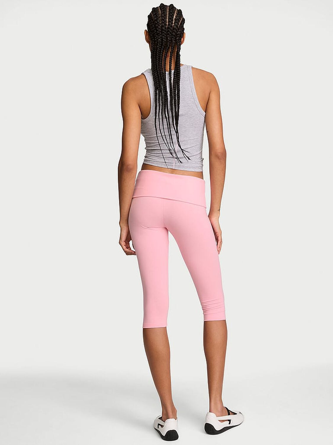 vs Angel Essentials Cotton Foldover Capri Legging Washed Victoria Pink 2 of 3 