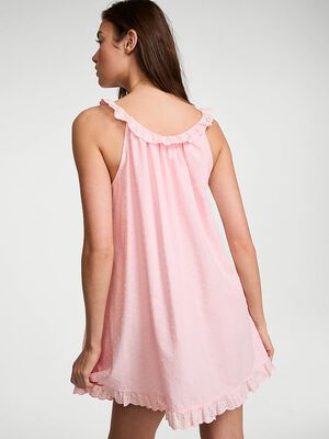 Cotton Dream Lace-Trim Short Slip Dress