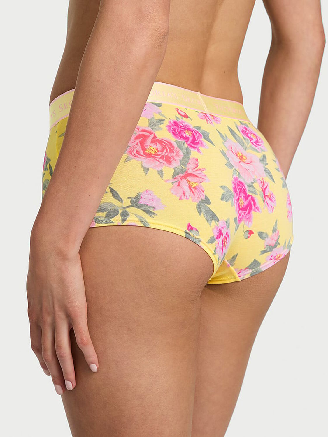 vs Cotton Logo Cotton Boyshort Panty Yellow Floral 2 of 3 