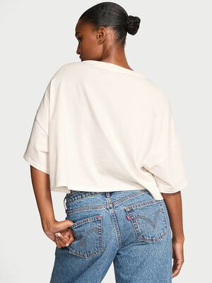 Logo Cotton Oversized Crop Tee