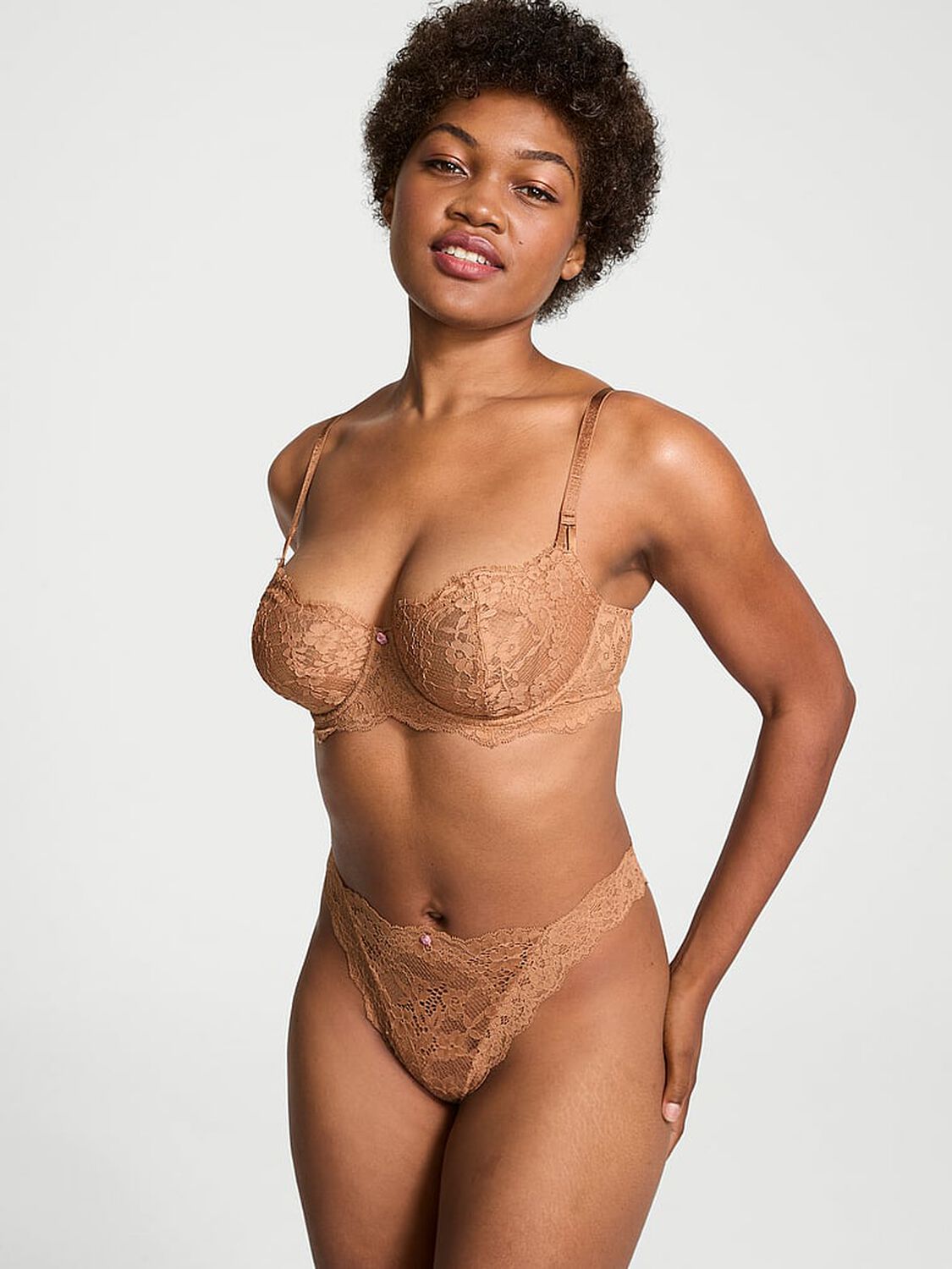 vs Dream Angels Lace Brazilian Panty Toffee 4 of 4 