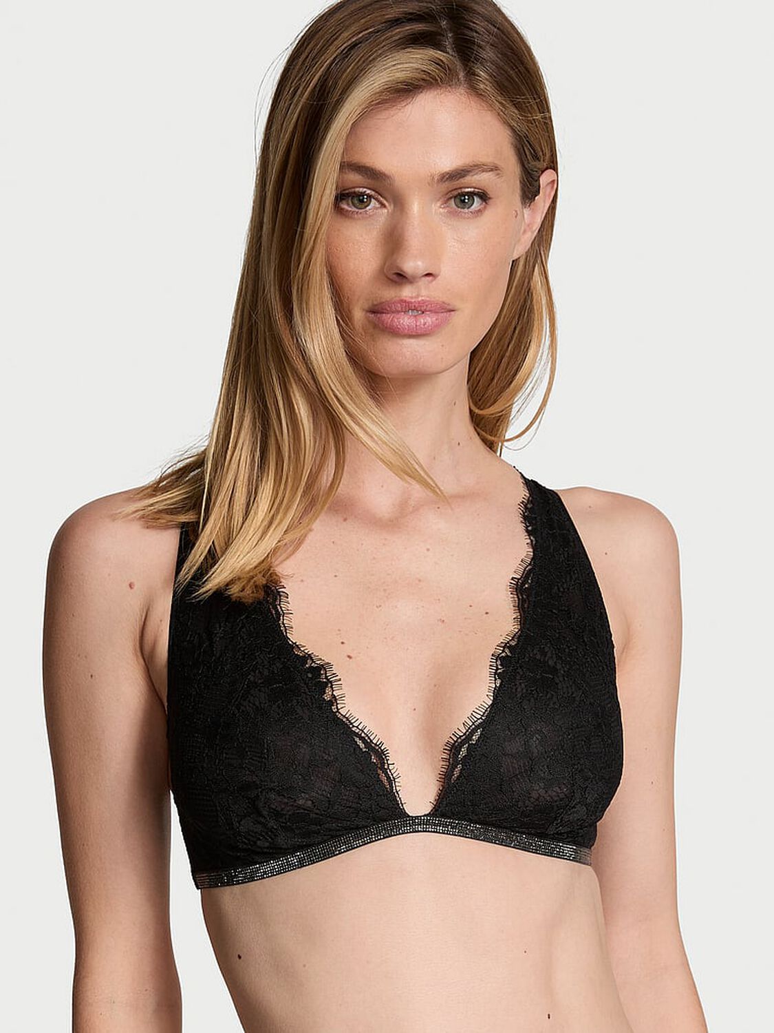vs Dream Angels Twinkle Lace Triangle Bra Black 1 of 4 