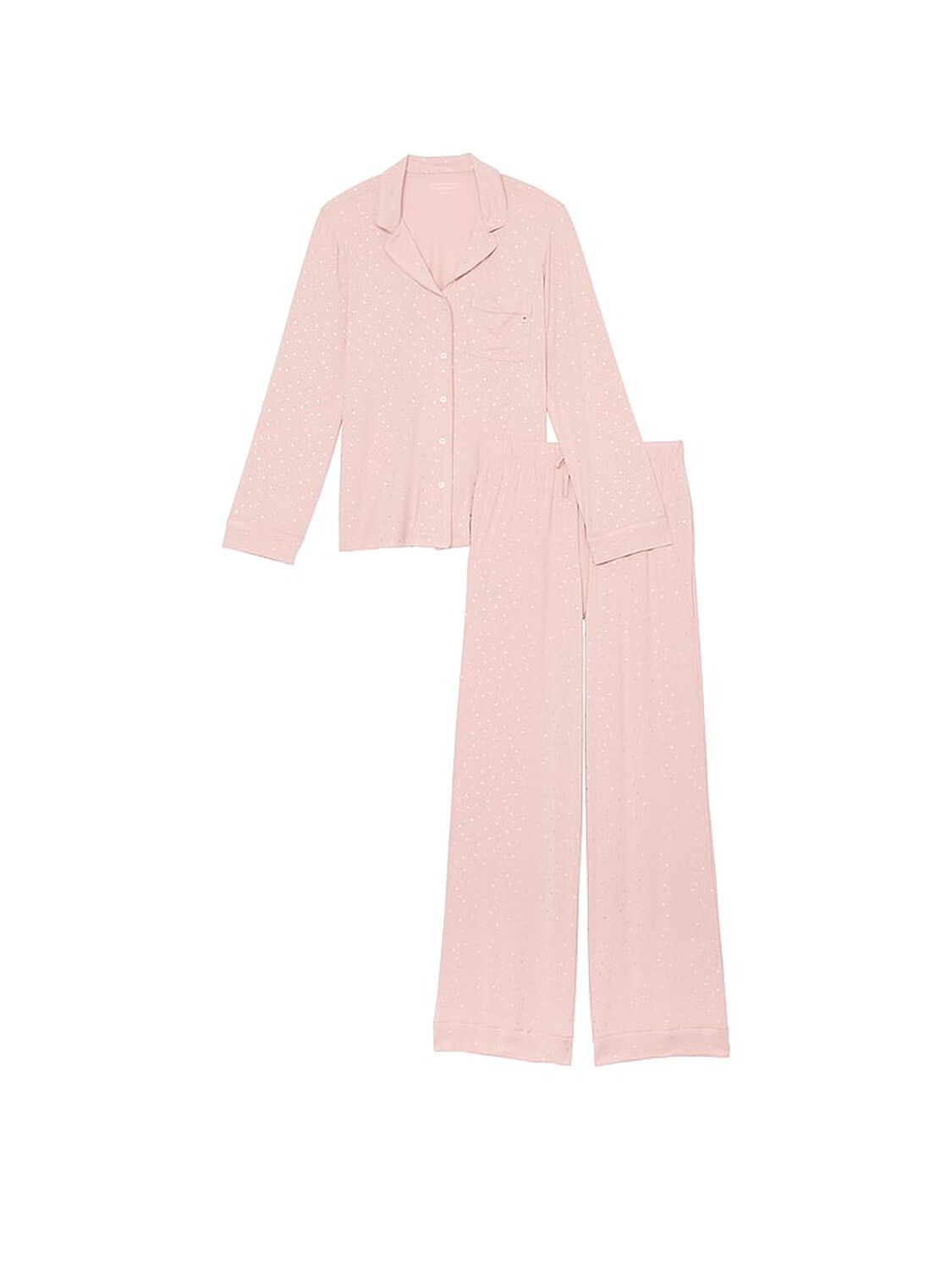 vs Victoria's Secret Modal Soft Long Pajama Set Pink Zinc Shimmer 3 of 3 