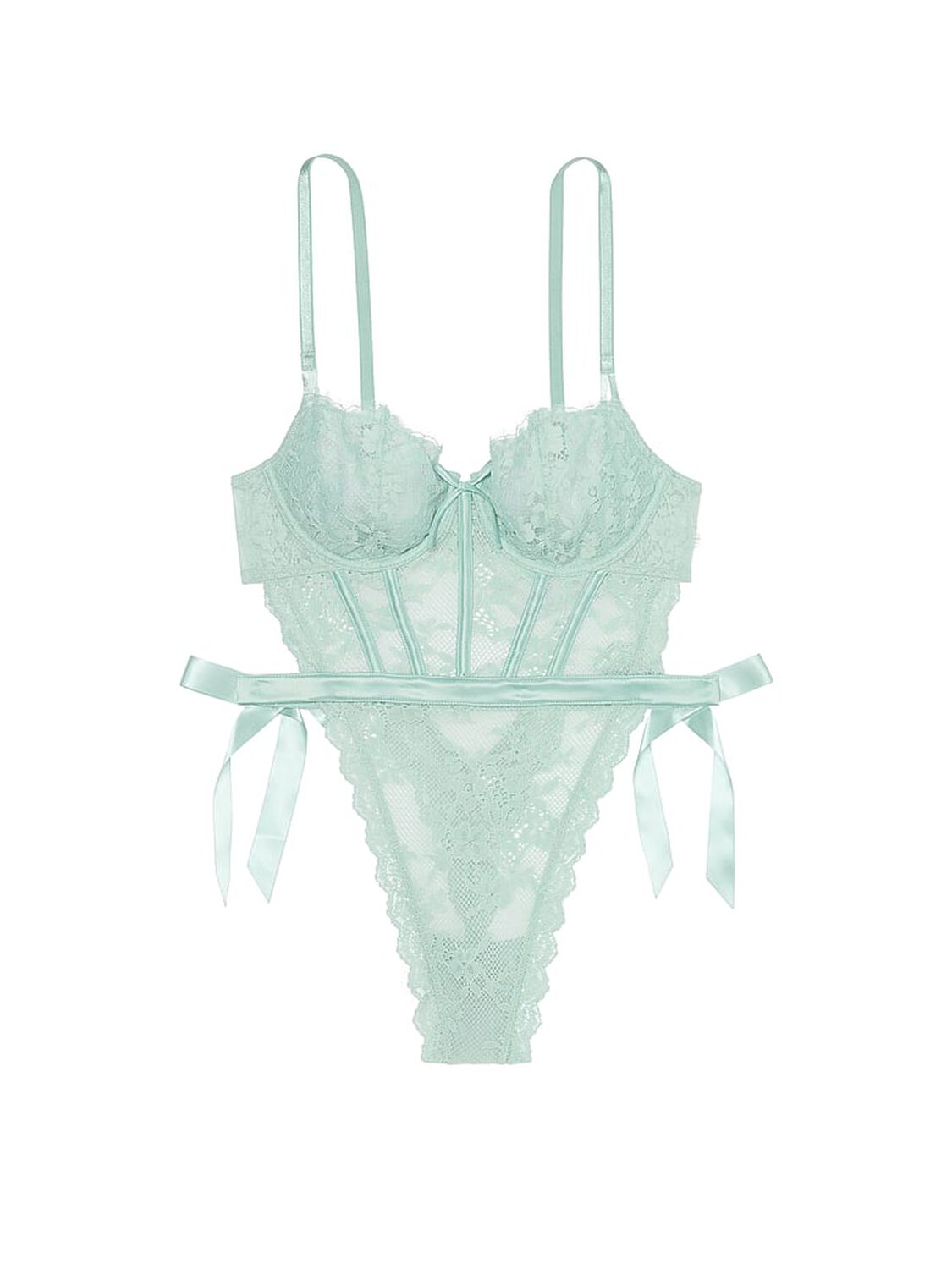 vs Dream Angels Wicked Unlined Lace Teddy Mint Green 3 of 4 