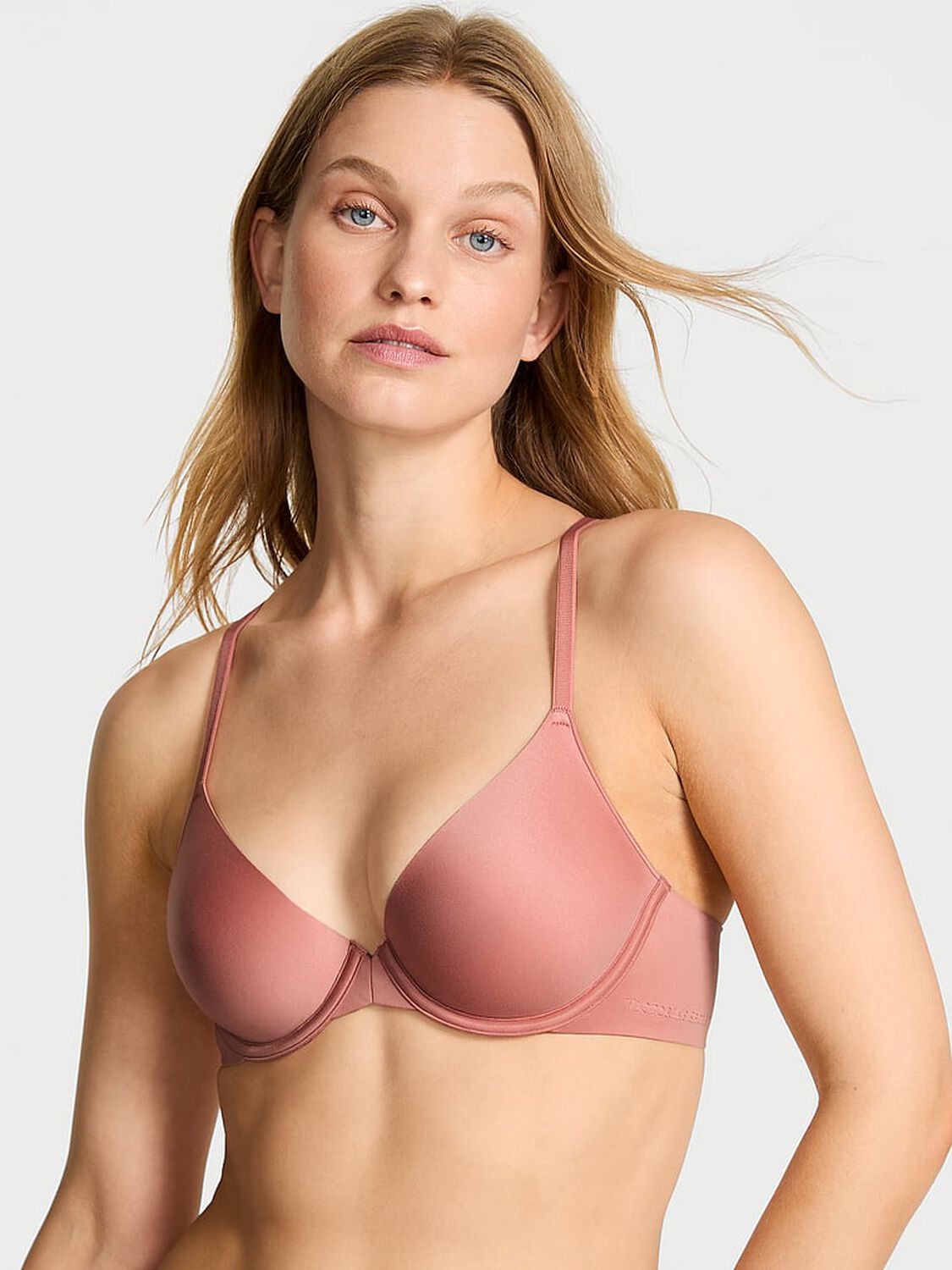 vs Body By Victoria Secret Front-Close Ultra Lightly Lined Racerback Demi Bra Desert Blush 1 of 3 