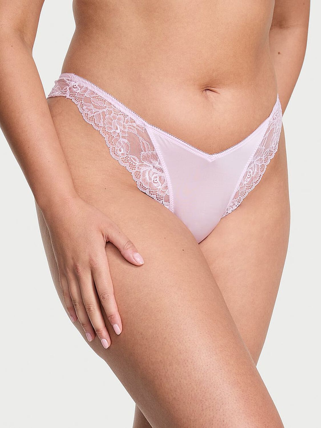 vs Very Sexy Rose Lace-Trim High-Leg Thong Panty Light Hyacinth 1 of 2 