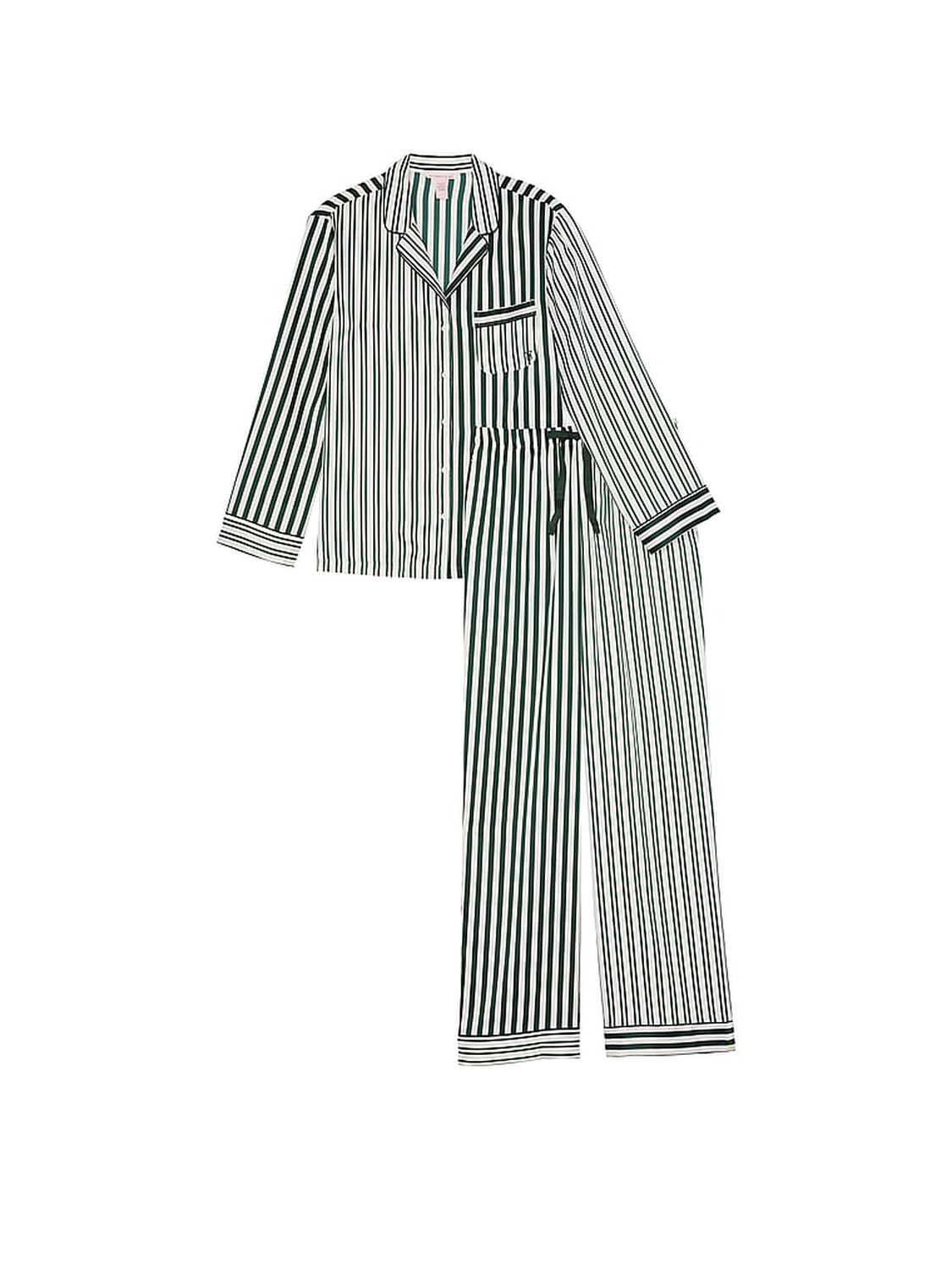 vs Victoria's Secret Glazed Satin Long Pajama Set Iconic Stripe 3 of 4 