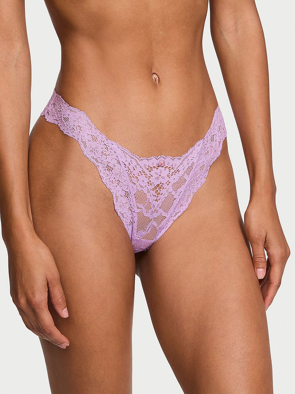 vs Dream Angels Lace Brazilian Panty Silky Lilac 1 of 3 