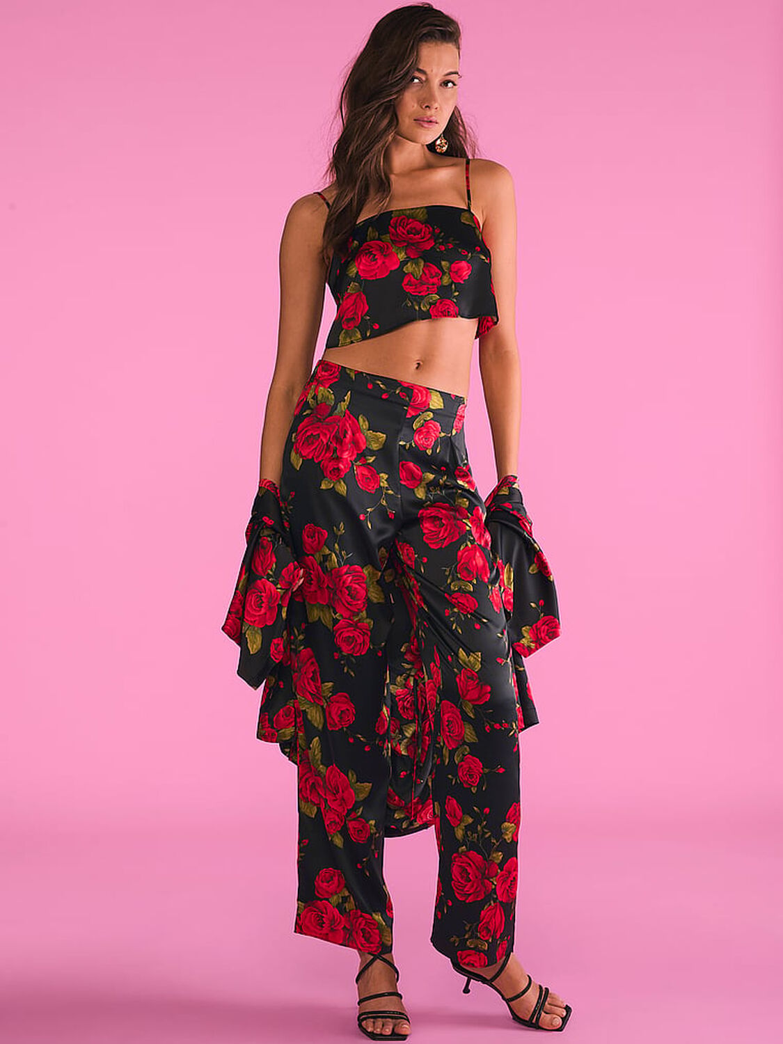 vs Victoria's Secret Red Rose Satin Bed Jacket Campari 4 of 4 