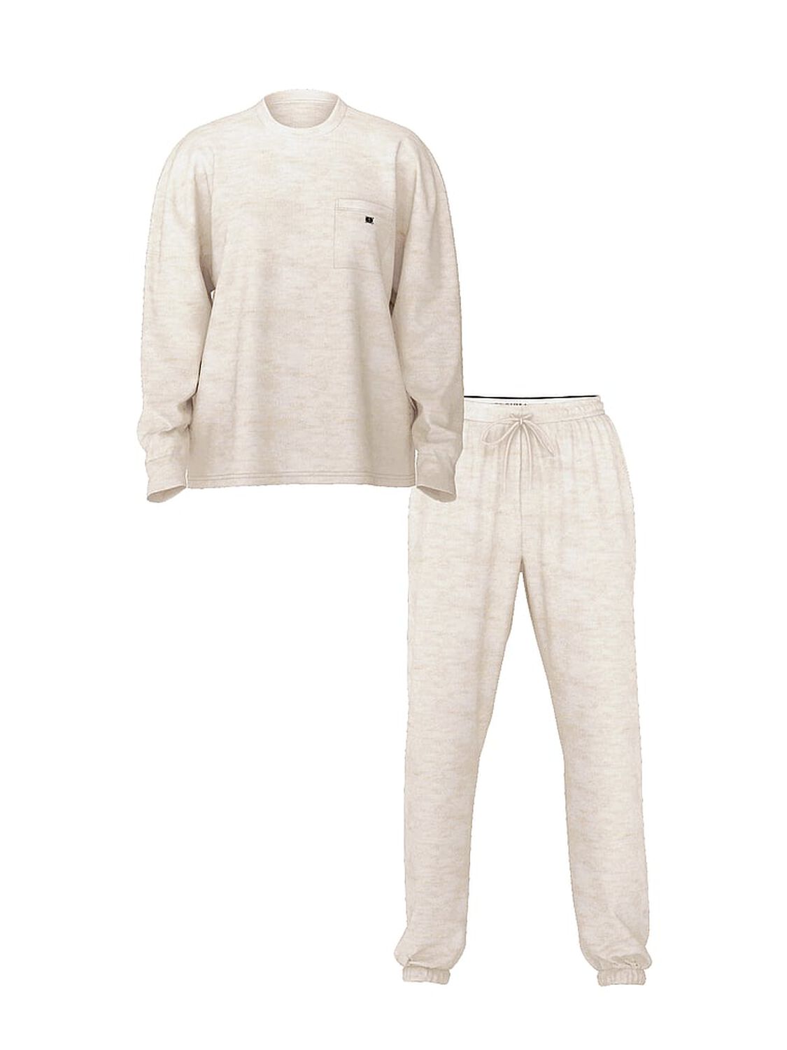 vs Victoria's Secret 100% Cotton Long Pajama Set Natural Heather 3 of 4 