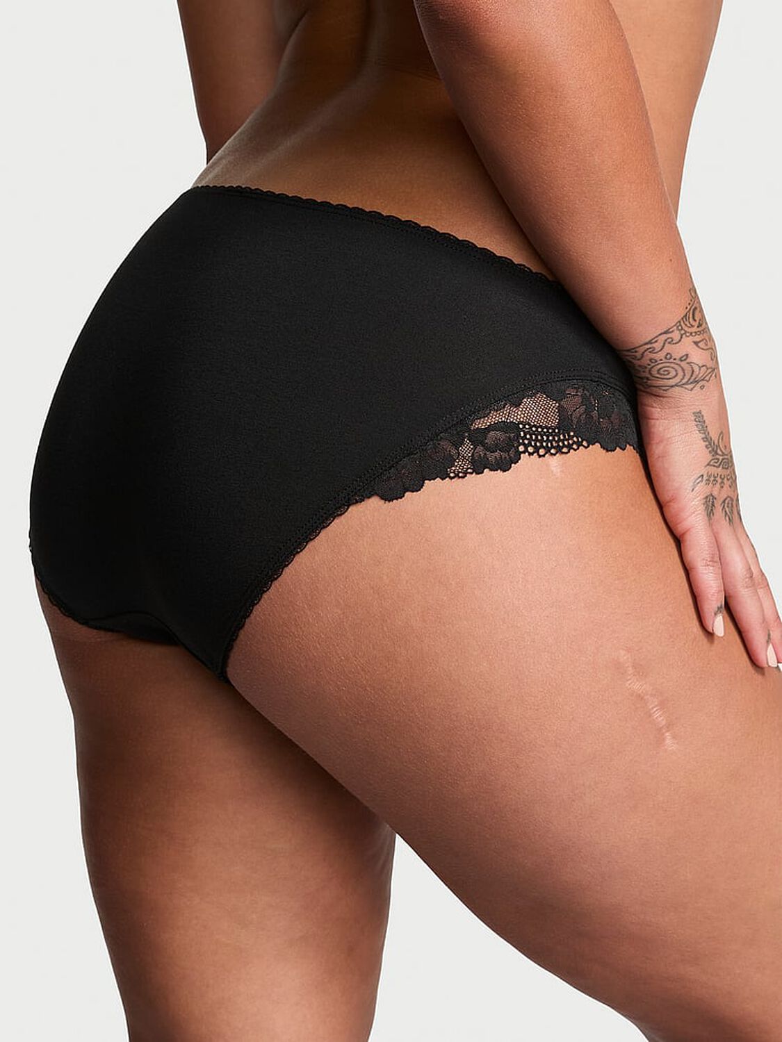 vs Victoria's Secret Stretch Cotton Lace-Trim Bikini Panty 2 of 3 