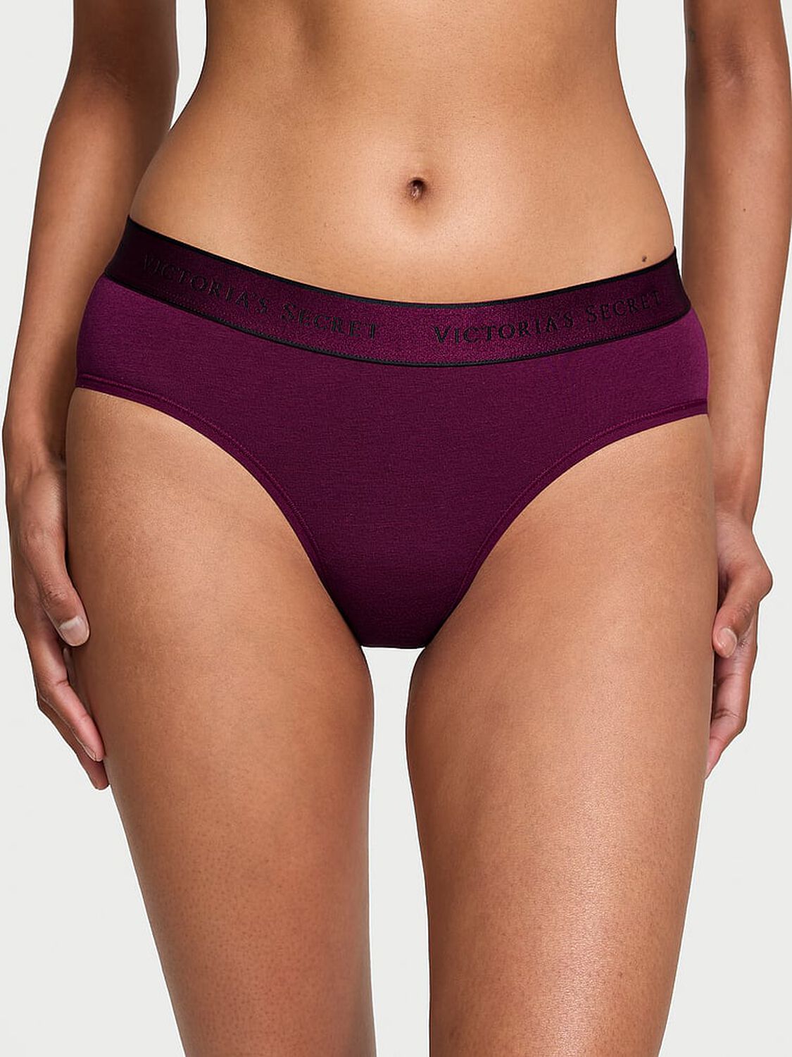 vs Cotton Logo Cotton Hiphugger Panty Plum Rouge 1 of 3 