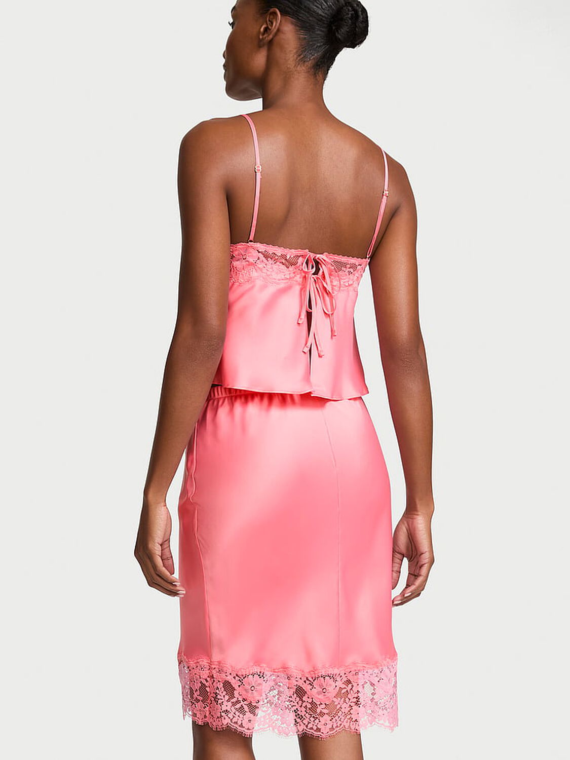 vs Dream Angels Satin Lace-Trim Skirt Wild Salmon 2 of 3 