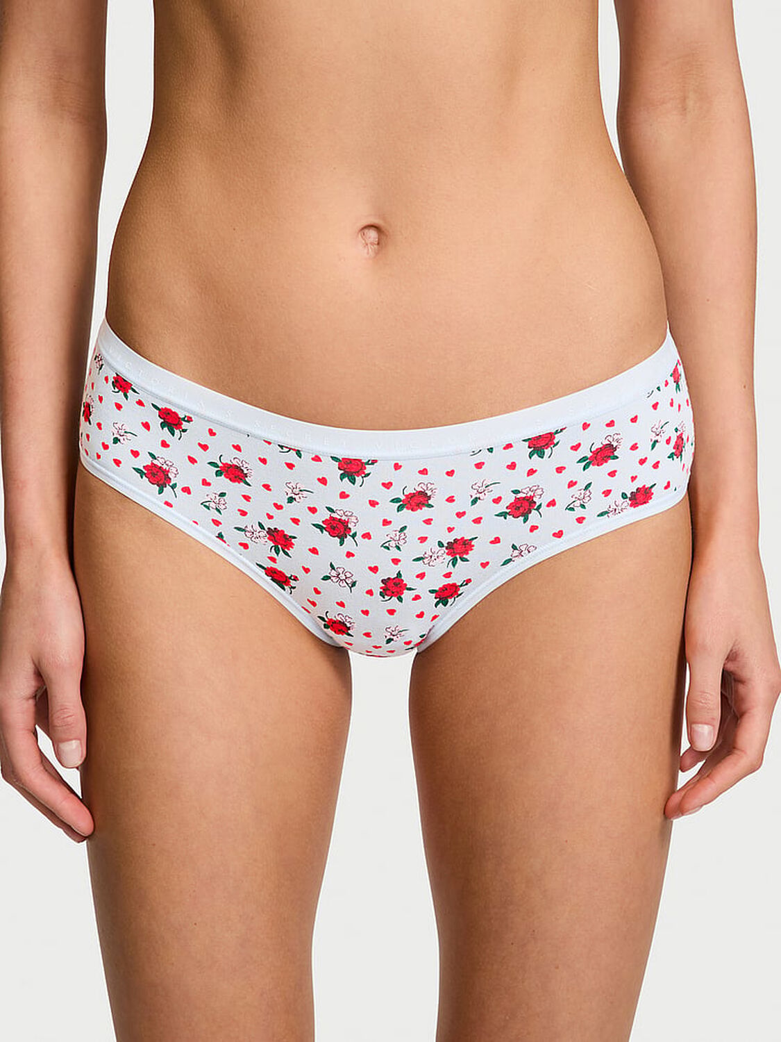 vs Victoria's Secret Stretch Cotton Hiphugger Panty Light Blue Roses 1 of 3 