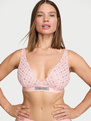Lace Shine Logo Wireless Plunge Bralette