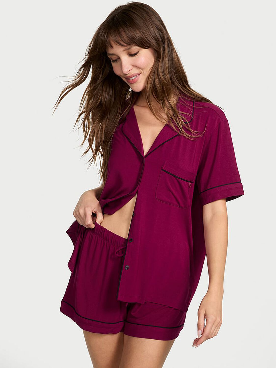 vs Victoria's Secret Modal Soft Short Pajama Set Fresh Jam 2 of 3 