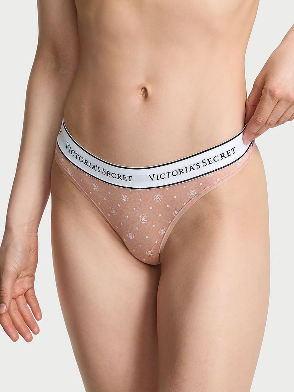 vs Cotton Logo Cotton Thong Panty Pink Logo Dots 4 of 4 