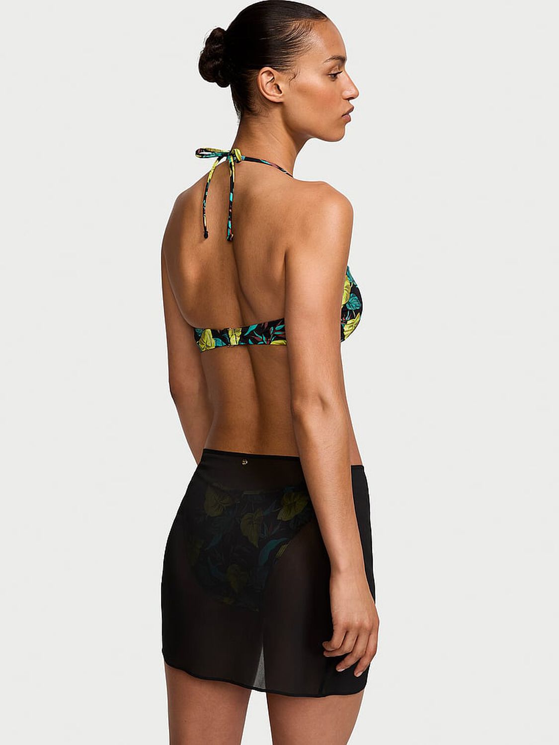 vs Victoria's Secret Swim Sheer Crinkle Mini Sarong Black 2 of 3 