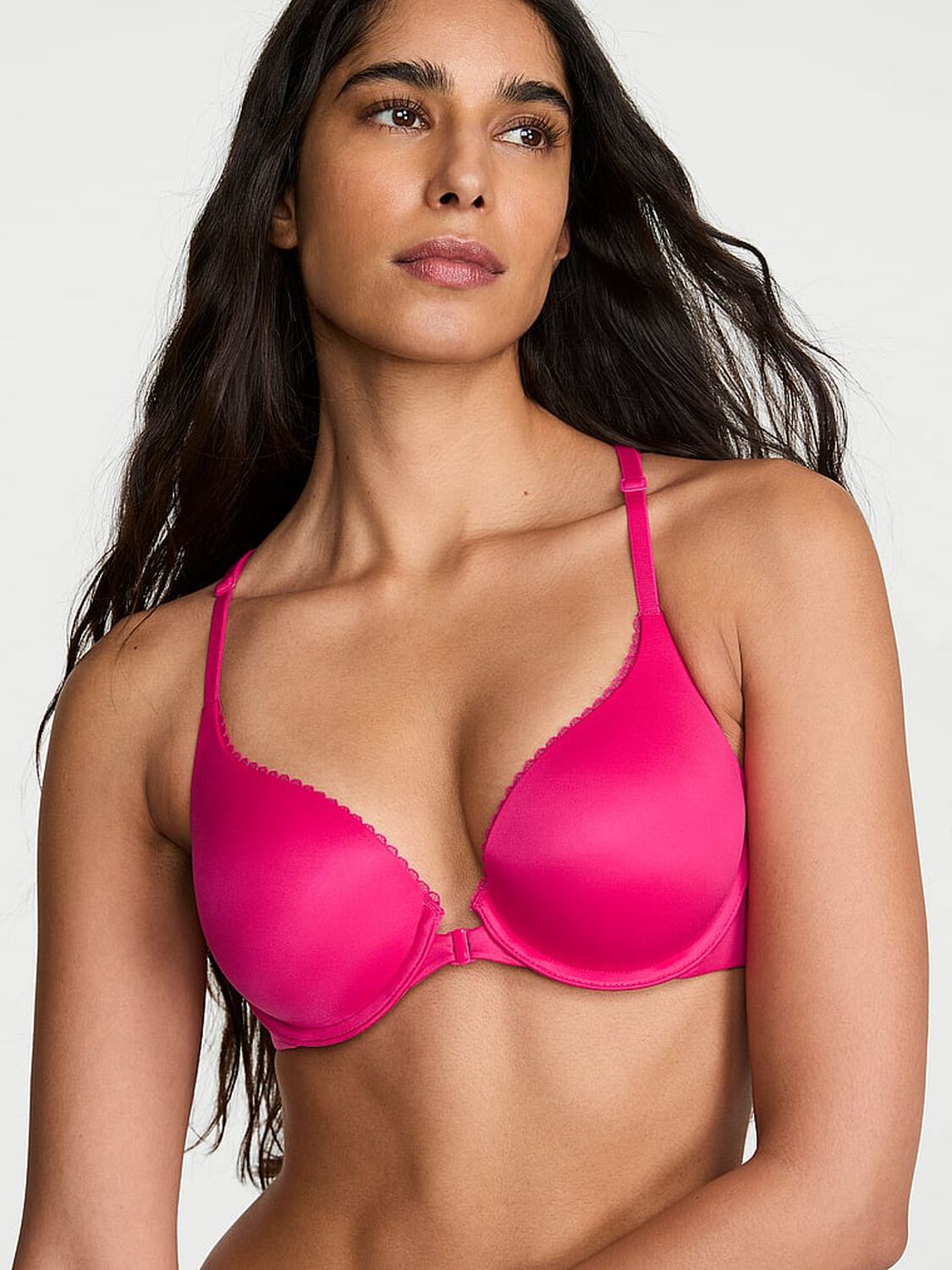 vs Body By Victoria Perfect Shape Lace Racerback Push-Up Bra Pop Pink 1 of 2 