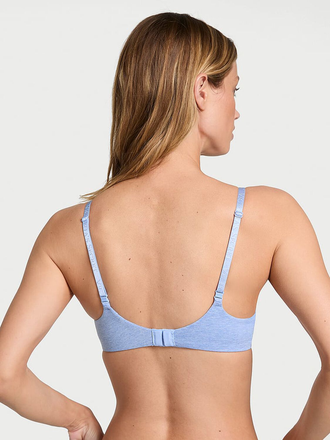 vs The T-Shirt Cotton Logo Hardware Lightly Lined Wireless Bra Heather Cornflower 2 of 3 